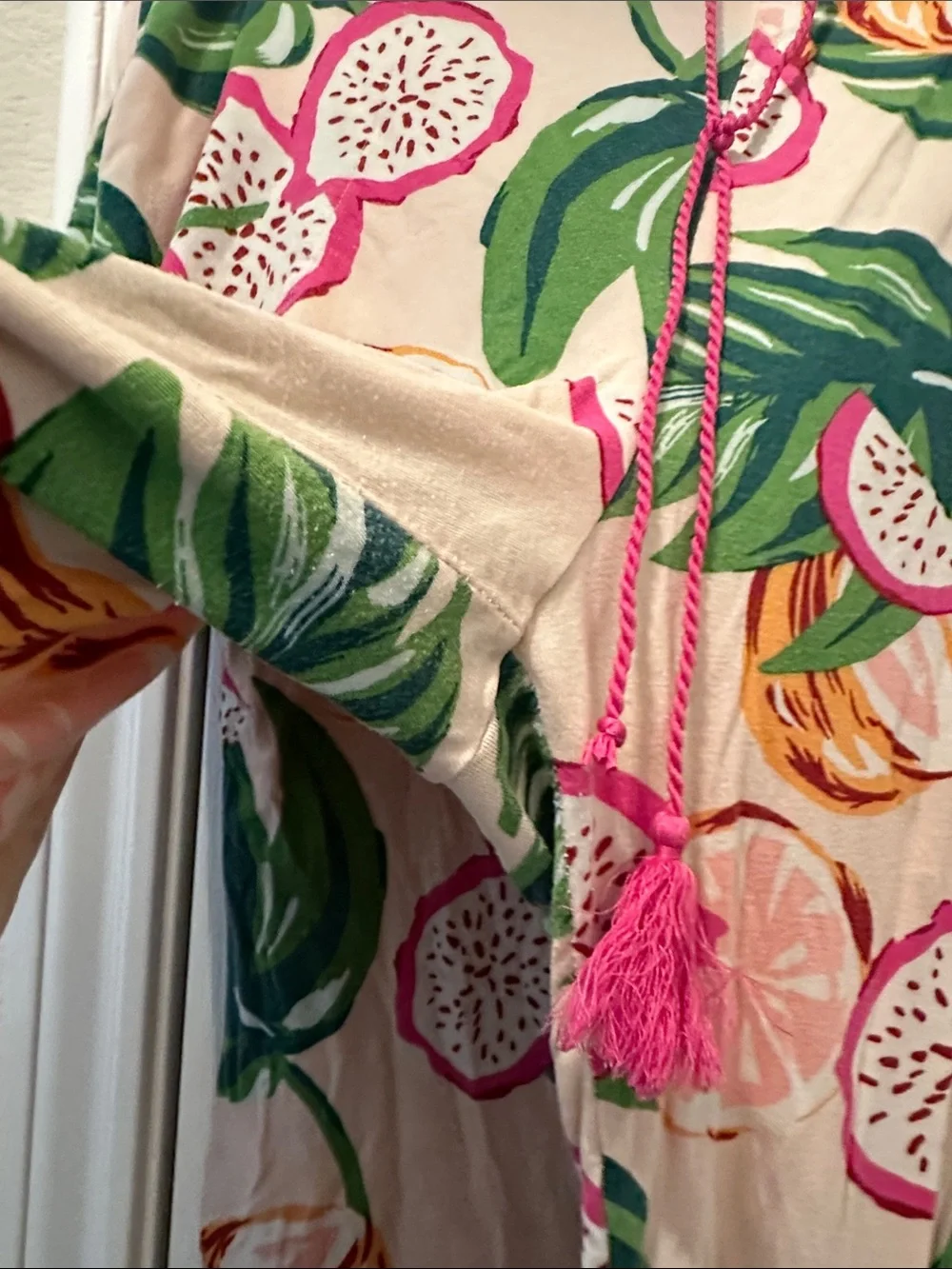 Soma Cream Pink Tropical Fruit Short Sleeve Pajama Set